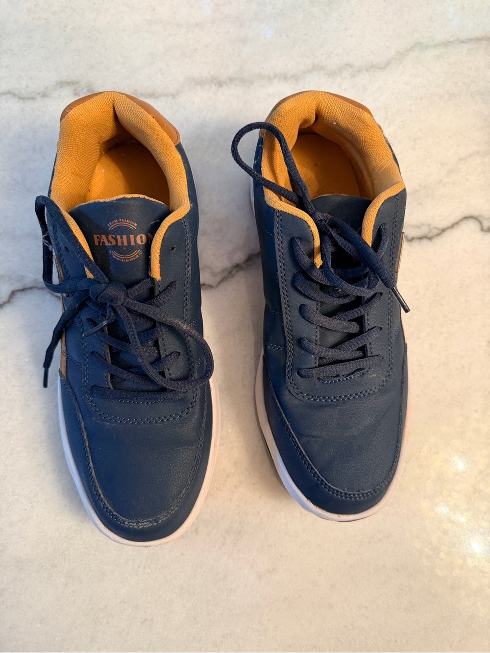 Fashion Men's Navy and Brown Casual Sneakers